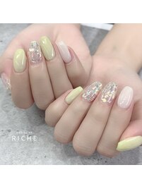 ミントグリーン×ホワイト×ラメ
