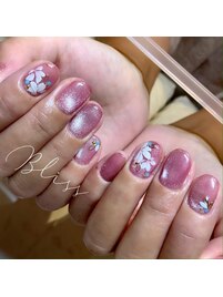 ピンクマグネットネイル