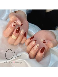 ボルドーバレンタインネイル