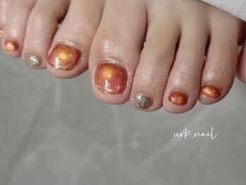 アークネイル 下北沢(urk.nail)/フットマグネットにミラーライン
