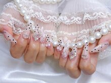 プティネイル(Puty Nail)/ドット×チェックガーリーネイル