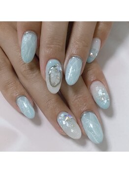 ネイルサロン ビューティーマジック 川口店/涼しげブルーネイル