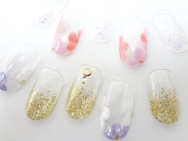 フラワー+ラメグラデ