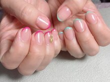 シーネイル(Sea nail)/カラフル細フレンチ♪