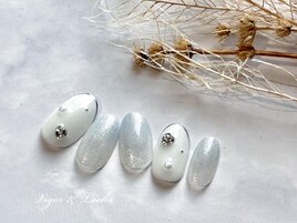 冬ネイル　ブルーラメ
