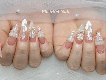 ピオミエルネイル 新宿(pio miel nail)/クリアピンク×雪の結晶ネイル