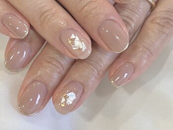 フェミニンネイル(Feminine Nail)/ワンカラー+アート