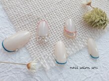 ソウ 難波店 nail salon Sou/ブルー&ピンクラインnail