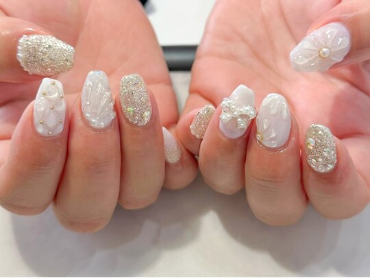 2025年冬】ホワイト リボンのネイルデザイン集｜人気順  