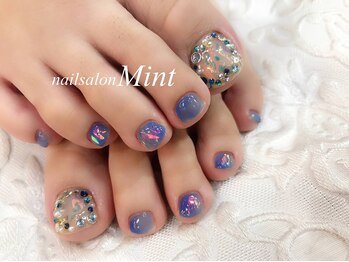 ネイルサロン ミント(Mint)/オーロラ×くすみネイル