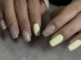 yellow×Silver ネイル