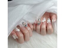 ブルー(Blue)/レースネイル/薔薇ネイル