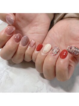 ブラン(blanc)/フラッシュ×ツイードネイル