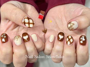 スノーフレーク(Snowflake)/バレンタインネイル♪チョコ感