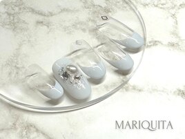 春ネイルライトグレーフレンチ