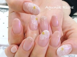【水彩フラワーネイル】
