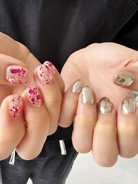 ミラー＆ラメホロnail