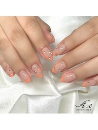 オレンジフレンチ×ビジュー