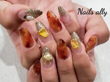 ネイルズアリー 立川店(Nails ally)/べっこう×ホログラム×パーツ