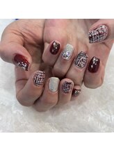 グラマラス アンジェアイ 荻窪店(glamourous ange eye)/ボルドーツイードネイル