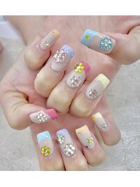 カラフルフレンチネイル