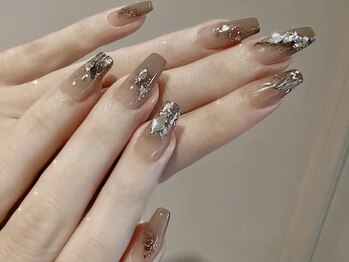 モルフォネイル(Morpho nail)/#ブラウン#ニュアンス#大理石