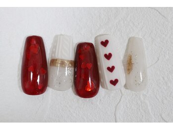 バレンタインネイル