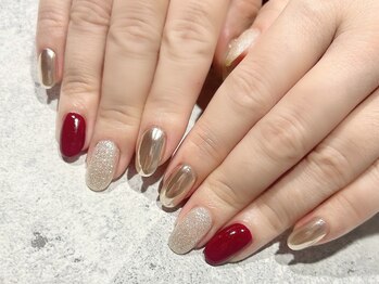 ワンカラー/ミラーネイル