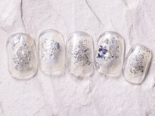 アイネイルズ 恵比寿店(I nails)/お花銀箔シンプル7480円