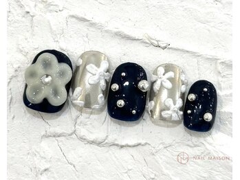ネイルメゾン 池袋店(NAIL MAISON)/和柄ぷっくりフラワー￥8000
