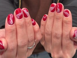もやもやネイル赤ネイルうるうる