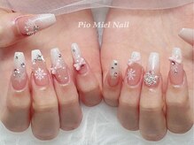 ピオミエルネイル 新宿(pio miel nail)/シアーピンク×スノーフレーク