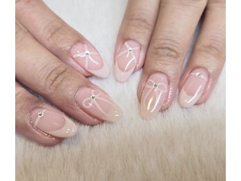 リボンフレンチネイル