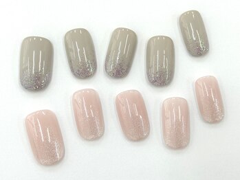 ネイルサロン クイール 小山店(NAIL SALON QUILL)/ワンカラー×先端ラメがけ