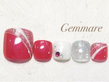 ジェンマーレ 青葉台店(Gemmare)/斜めデザインキラキラネイル