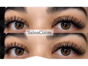 salon cuore【LEDマツエク/増毛エクステ/まつげパーマ】の写真/エクステがクロスした形状で濃さとモチが実現!LEDで装着するマツエクで満足感!