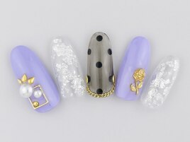 ドット×銀箔ニュアンスネイル