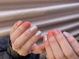 サーモンピンク/オーロラネイル