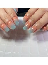 プリュネ(Prune)/オレンジ/水色/グラデ