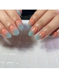 オレンジ/水色/グラデ