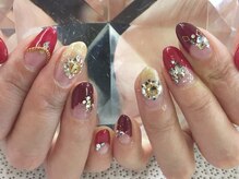 ラリュールネイル(L'Allure nail)/パーティー赤ネイル￥9200