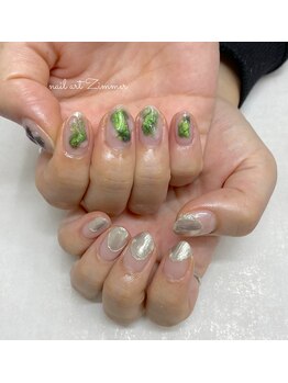 ネイルアート ジマー/クリアニュアンスのちぐはぐ