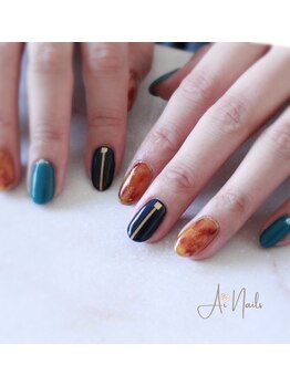 アイネイルズ(Ai nails)/べっこうデザイン差し色オススメ