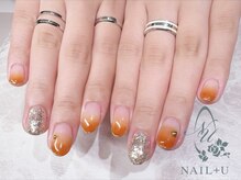 ネイルプラスユウ(NAIL+U)/秋カラーキラキラネイル