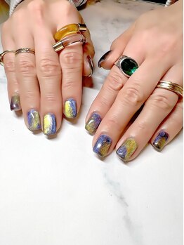 アンドルーチェ なんばパークス店(ANDRUCHE)/オーロラネイル/ブルーネイル