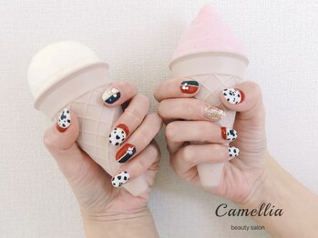 カメリア(Camellia)/手描き/ハンドネイル/フィルイン