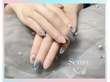 センシー ネイル スタジオ(Sensy Nail Studio)/バカラ風アート+水色マグネット