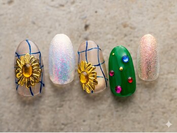 ネイルサロンアンドスクール ミュー(Nail Salon & school mieux)/フラワーパーツネイル
