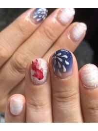 夏祭り　花火　金魚