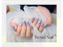 トレンドネイルスタジオ(Trend Nail Studio)/青色マグネット+オーロラ施術
